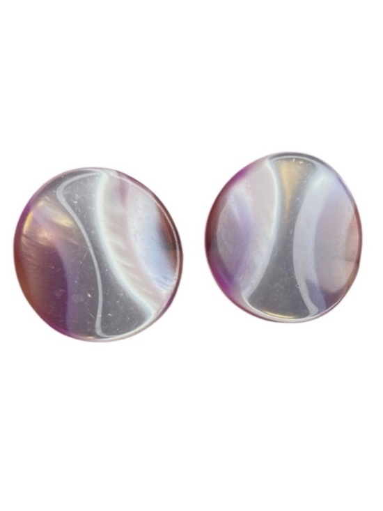 Vintage Jewelry - Vintage Concave Dome Purple Pierced Earrings Unique Retro Jewelry